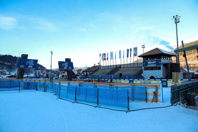 CROSS COUNTRY SKIING - FIS WC Val di Fiemme VAL Di FIEMME,ITALY,02.JAN.20 - NORDIC SKIING, CROSS COUNTRY SKIING - FIS World Cup, Tour de Ski, preview. Image shows an overview over the cross country stadium Lago di Tesero. GEPAxpictures xPhilippxBrem