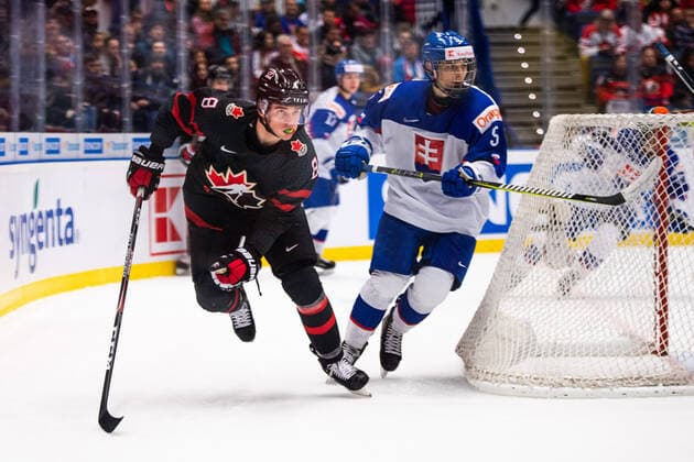 200102 Liam Foudy of Canada during the 2020 IIHF World Junior Championship quarterfinal between Canada and Slovakia on January 2, 2020 in Ostrava Photo Simon Hastegard BILDBYRAN kod SH 180169 ice hockey ice hockey u20 jvm jvm 2020 jvm 19 20 iihf world junior championship world juniors bbeng quarterfinal quarter final canada slovakia,  Copyright: SIMONxHASTEGARD BB200102BB099
