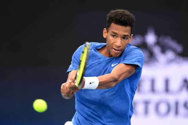 ATP, Tennis Herren CUP BRISBANE DAY 1, Felix Auger-Aliassime of Canada plays a backhand during day 1 of the ATP Cup tennis tournament at at Pat Rafter Arena in Brisbane, Friday, January 3, 2020. ( NO ARCHIVING, EDITORIAL USE ONLY, NO USE IN BOOKS WITHOUT CONSENT BRISBANE QLD AUSTRALIA  Copyright: xALBERTxPEREZx 20200103001440100981
