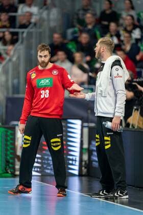 Handball Mannheim 04 01 2020 International match DHB EM preparation Germany GER Island ISL Andreas Wolff Germany, TW, No 33 Johannes Bitter Germany, TW, No 01