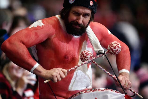 Fans of Kanada in action during the 2020 IIHF World Junior Ice hockey, Eishockey Championships semifinal match between Canada and Finland in Ostrava, Czech Republic, on January 4, 2020. (CTKxPhoto JaroslavxOzana) CTKPhotoP202001040462401  JAO 02