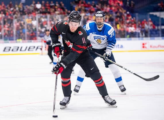 200104 Alexis Lafreniere of Canada during the 2020 IIHF World Junior Championship semi final between Canada and Finland on January 4, 2020 in Ostrava Photo Simon Hastegard BILDBYRAN kod SH 180173 ishockey ice hockey u20 jvm jvm 2020 jvm 19 20 iihf world junior championship world juniors bbeng semifinal kanada,  Copyright: SIMONxHASTEGARD BB200104ZW032