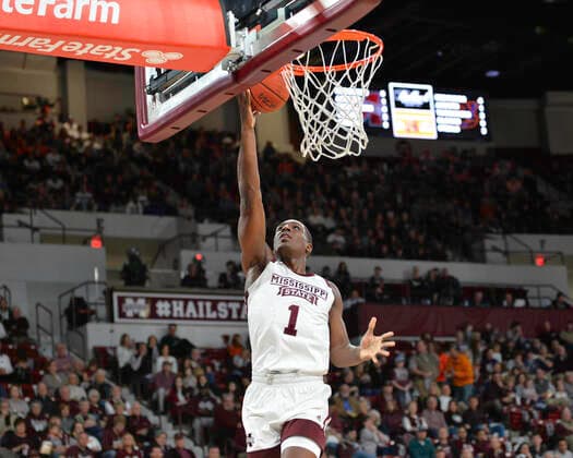 January 04, 2020: Mississippi State forward, Reggie Perry (1), drives to the hoop during the NCAA, College League, USA basketball game between the Auburn Tigers and the Mississippi State Bulldogs at Humphrey Coliseum in Starkville, MS. Kevin Langley Sports South Media CSM NCAA Basketball 2020: Auburn vs Mississippi State Jan 04 - ZUMAc04_ 20200104_zaf_c04_179 Copyright: xKevinxLangley CalxSportxMediax