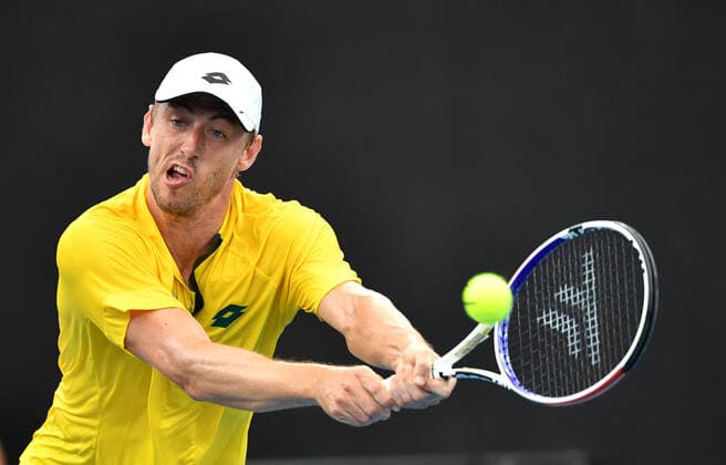 ATP, Tennis Herren CUP BRISBANE DAY 3, John Millman of Australia in action against Felix Auger-Aliassime of Canada during day 3 of the ATP Cup tennis tournament at Pat Rafter Arena in Brisbane, Sunday, January 5, 2020. ( NO ARCHIVING, EDITORIAL USE ONLY, NO USE IN BOOKS WITHOUT CONSENT BRISBANE QLD AUSTRALIA  Copyright: xDARRENxENGLANDx 20200105001440361513