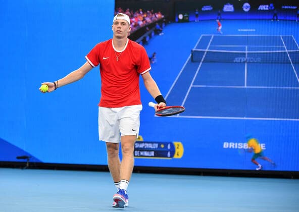 ATP, Tennis Herren CUP BRISBANE DAY 3, Denis Shapovalov of Canada is seen reacting to a video review during his match against Alex de Minaur of Australia on day 3 of the ATP Cup tennis tournament at Pat Rafter Arena in Brisbane, Sunday, January 5, 2020. ( NO ARCHIVING, EDITORIAL USE ONLY, NO USE IN BOOKS WITHOUT CONSENT BRISBANE QLD AUSTRALIA  Copyright: xDARRENxENGLANDx 20200105001440385440
