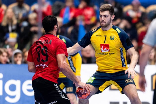 200105 Swedens Jack Thurin during the international handball match between Sweden and Egypt on January 5, 2020 in Jönköping,  Copyright: JÖRGENxJARNBERGER BB200105JJ019