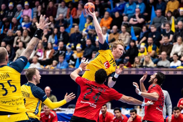 200105 Swedens Simon Jeppsson during the handball training match between Sweden and Egypt on January 5, 2020 in Jönköping,  Copyright: JÖRGENxJARNBERGER BB200105JJ021