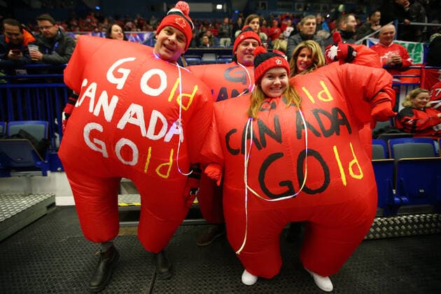 OSTRAVA, CZECH REPUBLIC - JANUARY 5, 2020: Supporters of the Canadian team during the 2020 World Junior Ice hockey, Eishockey Championship final match between Canada and Russia at Ostravar Arena. Peter Kovalev TASS  TS0C9807