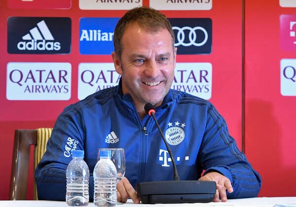 (200106) -- DOHA, Jan. 6, 2020 -- FC Bayern Munich s head coach Hansi Flick reacts at a press conference, PK, Pressekonferenz in Bayern Munich s winter break training camp at the Aspire Zone Foundation in Doha, Qatar, on Jan. 5, 2020. (Photo by Nikku Xinhua) (SP)QATAR-DOHA-FOOTBALL-FC BAYERN MUNICH-TRAINING yangyuanyong 