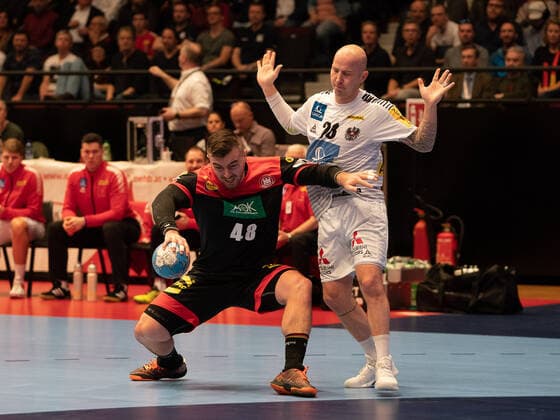 Jannik Kohlbacher Germany 48 vs. Robert Weber Austria 28 , Germany vs Austria, Test match, Handball, Men, 06 01 2020 Germany vs Austria, Test match, Handball, Men, 06 01 2020 Vienna Copyright: xEibner-Pressefotox EP_mst