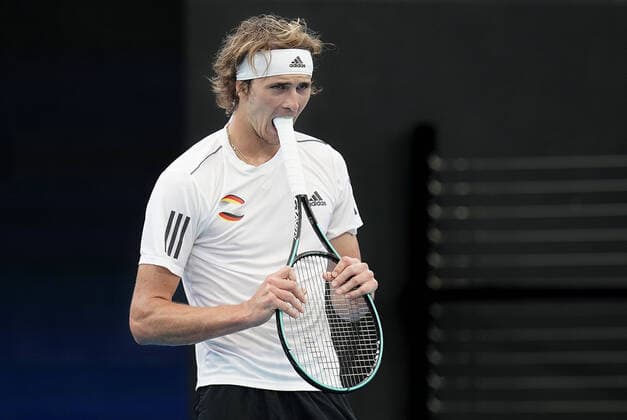 Bilder des Jahres 2020, Sport 01 Januar Sport Themen der Woche KW02 Sport Bilder des Tages ATP, Tennis Herren CUP BRISBANE DAY 5, Alexander Zverev of Germany reacts during his singles match against Denis Shapovalov of Canada during day 5 of the ATP Cup tennis tournament at Pat Rafter Arena in Brisbane, Tuesday, January 7, 2020. ( NO ARCHIVING, EDITORIAL USE ONLY, NO USE IN BOOKS WITHOUT CONSENT BRISBANE QLD AUSTRALIA  Copyright: xDAVExHUNTx 20200107001440800514
