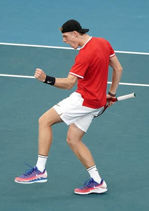 ATP, Tennis Herren CUP BRISBANE DAY 5, Denis Shapovalov of Canada celebrates after winning his doubles match with Felix Auger-Aliassime against Germany during day 5 of the ATP Cup tennis tournament at Pat Rafter Arena in Brisbane, Tuesday, January 7, 2020. ( NO ARCHIVING, EDITORIAL USE ONLY, NO USE IN BOOKS WITHOUT CONSENT BRISBANE QLD AUSTRALIA  Copyright: xDAVExHUNTx 20200107001440816458