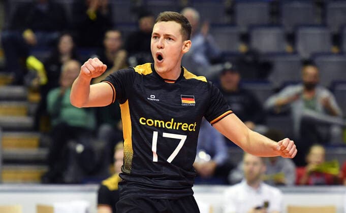 Jan Zimmermann Germany , cheers Germany Slovenia Germany Slovenia CEV Tokyo Volleyball Europe Qualification 2020 CEV Tokyo Volleyball European Qualification 2020 Men, Men, Men, Men, Volleyball, , Germany, Max Schmeling Halle Berlin, 7 1 2020