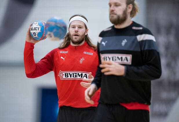 Mikkel Hansen and Henrik Moellgaard at the handball national team training in Frederiksberg Hall on Wednesday, January 8, 2020, Copenhagen Denmark,  Copyright: Ritzau Scanpix LiselottexSabroex COP101 spdk20200108-124853-L