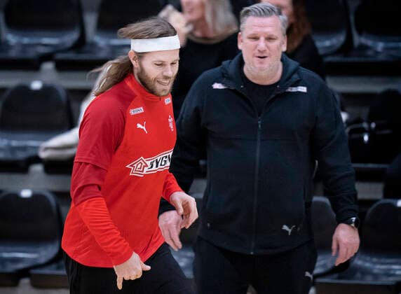 National beaches Nikolaj Jacobsen and Mikkel Hansen at the handball national team training in Frederiksberg Hall on Wednesday, January 8, 2020, Copenhagen Denmark,  Copyright: Ritzau Scanpix LiselottexSabroex COP101 spdk20200108-124902-L
