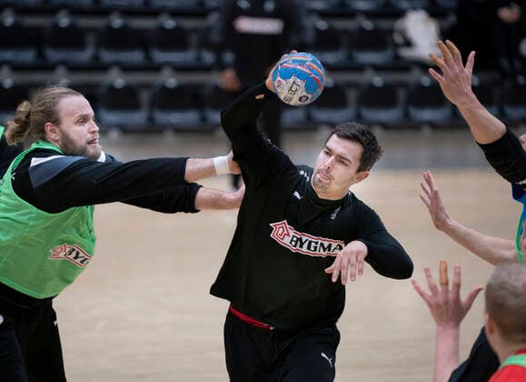 Rasmus Lauge and Henrik Moellgaard at the handball national team training in Frederiksberg Hall on Wednesday, January 8, 2020, Copenhagen Denmark,  Copyright: Ritzau Scanpix LiselottexSabroex COP101 spdk20200108-131938-L
