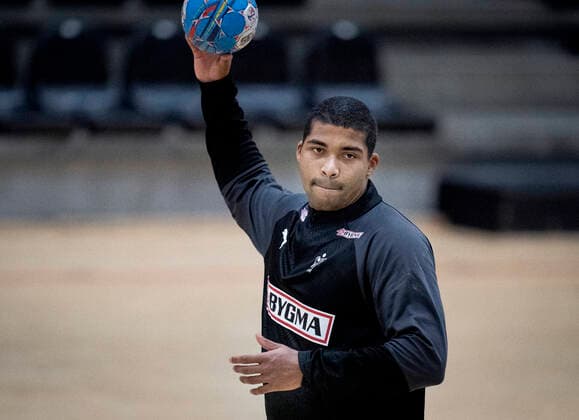 Mads Mensah at the handball national team training in Frederiksberg Hall on Wednesday, January 8, 2020, Copenhagen Denmark,  Copyright: Ritzau Scanpix LiselottexSabroex COP101 spdk20200108-133404-L