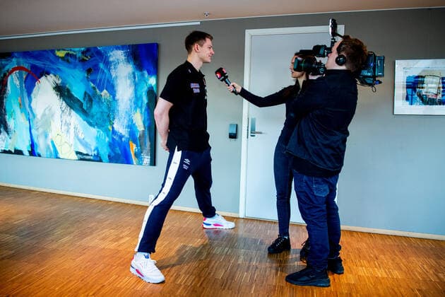 200108 Goalkeeper Torbjorn Bergerud of Norway is being interviewed during a press event ahead of the EHF European Handball Championship on January 8, 2020 in Trondheim Photo Vegard Wivestad Grott BILDBYRAN code VG 170452 bbeng handball handball handball handball em 2020 european mens handball championship 2020 em 2020 handballs in 2020 ehf euro 2020 norway norway,  Copyright: VEGARDxWIVESTADxGRoTT BB200108VG004