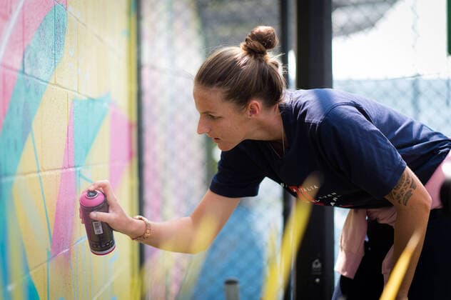 Sport Bilder des Tages January 8, 2020, Brisbane, AUSTRALIA: Karolina Pliskova of the Czech Republic doing graffiti at the 2020 Brisbane International WTA, Tennis Damen Premier tennis tournament 2020 Brisbane International, Tennis, Brisbane, Australia, Jan 8 - ZUMAa181 20200108_zaa_a181_039 Copyright: xAFP7x