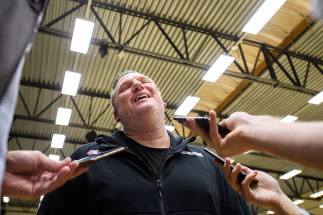 200108 Coach Nikolaj Bredahl Jacobsen is interviewed by the media for a training session with the Danish national handball team on January 8, 2020 in Copenhagen,  Copyright: PETTERxARVIDSON BB200108PA004
