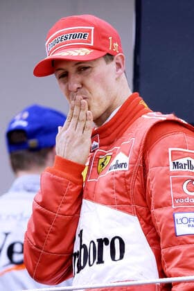 SCHUMACHER Michael F1 Team Scuderia Ferrari winner Schumacher at the award ceremony GP of Spain 2002 in Barcelona on 28 04 2002 in Barcelona