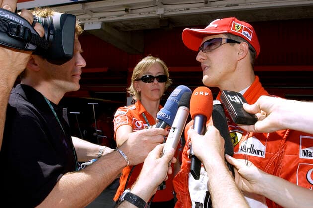 Schumacher Michael F1 Team Scuderia Ferrari with KEHM Sabine at the interview GP of Spain 2003 in Barcelona on 02 05 2003 in Barcelona