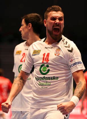 HANDBALL - EHF EURO 2020, BLR vs SRB GRAZ,AUSTRIA,09.JAN.20 - HANDBALL - EHF European Men s Handball Championship 2020, group stage, Belarus vs Serbia. Image shows the rejoicing of Bogdan Radivojevic (SRB). GEPAxpictures xWolfgangxGrebien