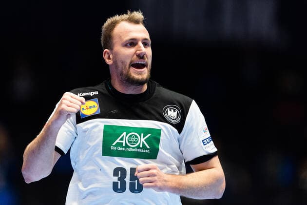 200109 Julius Kühn of Germany celebrates during the EHF European Handball Championship match between Germany and the Netherlands on January 9, 2020 in Trondheim Photo Vegard Wivestad Grott BILDBYRAN kod VG 170456 bbeng handball handball handball handball em 2020 european mens handball championship 2020 em 2020 handbolls em 2020 ehf euro 2020 germany germany germany holland netherlands the Netherlands cheers,  Copyright: VEGARDxWIVESTADxGRoTT BB200109VG046