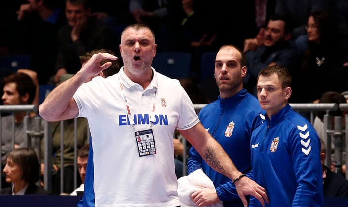 09 01 2020, Stadthalle, Graz, AUT, EHF Euro 2020, Belarus vs. Serbia, group A, in picture Coach Perunicic Nenad SRB Coach Perunicicic Nenad SRB during the EHF 2020 European Handball Championship, group A match between Belarus and Serbia at the Stadthalle in Graz, Austria on 2020 01 09 Pictures © 2020, PhotoCredit Erwin Scheriau Graz EP_ies