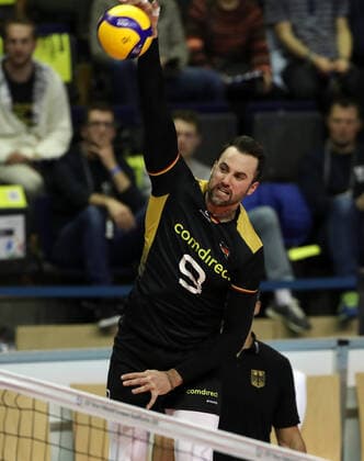 György Georg Grozer Aktion Oberkoerperper Körper Sport Volleyball Semifinal Olympic Qualification National Team Men Season 2019 2020 09 01 2020 Germany GER vs Bulgaria BUL