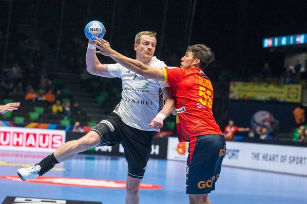 Handball, EM, Spanien - Lettland JURDZS Aivis (Lettonie - Latvia) HANDBALL : Championnat d Europe 2020 : Espagne vs Lettonie - 09 01 2020 THEOPHILELaurent Panoramic 