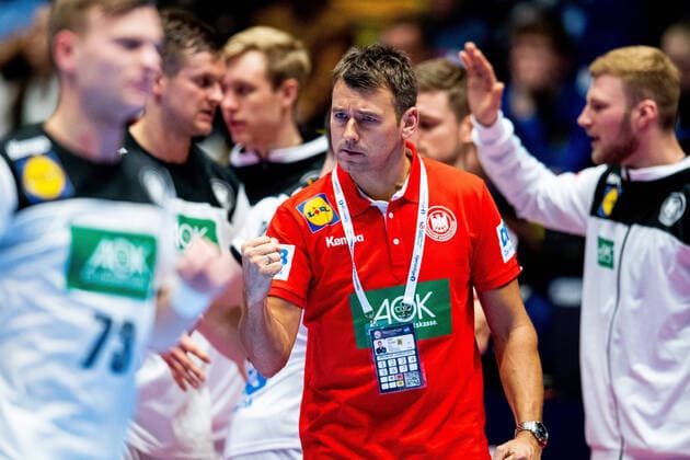 200109 Christian Prokop, head coach of Germany, celebrates during the EHF European Handball Championship match between Germany and the Netherlands on January 9, 2020 in Trondheim Photo Vegard Wivestad Grott BILDBYRAN code VG 170456 bbeng handball handball handball handball in the 2020 European mens handball championship 2020 em 2020 handballs em 2020 ehf euro 2020 germany germany germany holland netherlands cheers,  Copyright: VEGARDxWIVESTADxGRoTT BB200109VG082