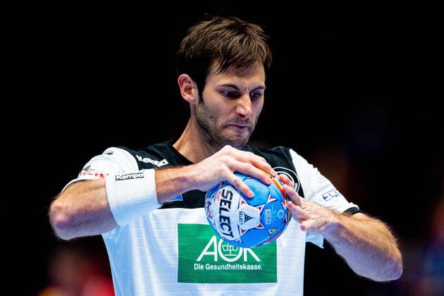 200109 Uwe Gensheimer of Germany during the EHF European Handball Championship match between Germany and the Netherlands on January 9, 2020 in Trondheim Photo Vegard Wivestad Grott BILDBYRAN code VG 170456 bbeng handball handball handball handball em 2020 european mens handball championship 2020 em 2020 handballs 2020 ehf euro 2020 germany germany germany holland netherlands the Netherlands,  Copyright: VEGARDxWIVESTADxGRoTT BB200109VG094