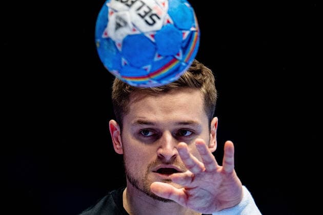 200109 David Schmidt of Germany during the EHF European Handball Championship match between Germany and the Netherlands on January 9, 2020 in Trondheim Photo Vegard Wivestad Grott BILDBYRAN code VG 170456 bbeng handball handball handball handball em 2020 european mens handball championship 2020 em 2020 handbolls em 2020 ehf euro 2020 germany germany germany holland netherlands the Netherlands,  Copyright: VEGARDxWIVESTADxGRoTT BB200109VG101