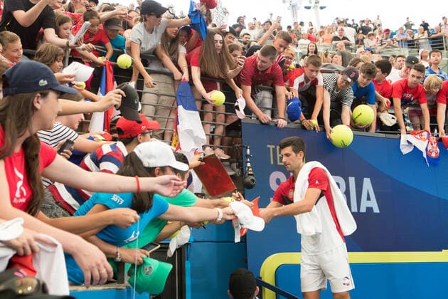 Novak Djokovic of Serbia signs autographs for fans during the 2020 ATP, Tennis Herren Cup Final Eight at the Ken Rosewall Arena, Sydney, Australia on 10 January 2020. Copyright: xPeterxDovganx 25840863