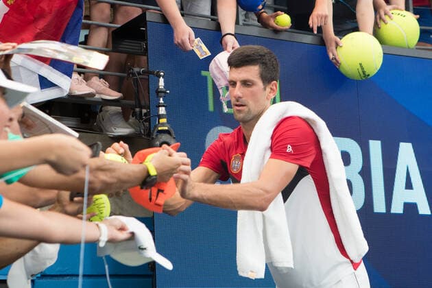 Novak Djokovic of Serbia signs autographs for fans during the 2020 ATP, Tennis Herren Cup Final Eight at the Ken Rosewall Arena, Sydney, Australia on 10 January 2020. Copyright: xPeterxDovganx 25840864