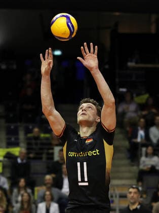 Lukas Kampa Action Upper Body Upper Body Sport Volleyball Semifinal Olympic Qualification National Team Men Season 2019 2020 09 01 2020 Germany CEF vs Bulgaria BUL