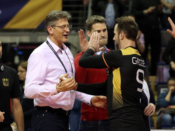 DVV President rene Hecht, György Georg Grozer Sport Volleyball Semifinal Olympic Qualification National Team Men Season 2019 2020 09 01 2020 Germany GER vs Bulgaria BUL