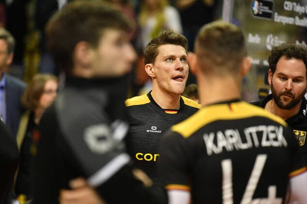 Lukas Kampa Deutschland , disappointed after the match France Germany France Germany CEV Tokyo Volleyball Europe Qualification 2020 CEV Tokyo Volleyball European Qualification 2020 Final, Final, Men, Men, Men, Men, Volleyball, , Germany, Max Schmeling Halle Berlin, 10 1 2020