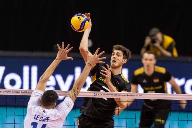 Volleyball Berlin 10 01 2020 Olympic Qualification CEV Tokyo Volleyball European Qualification Final Final Germany GER France FRA KRICK Tobias Germany, No 02 LE GOFF Nicolas