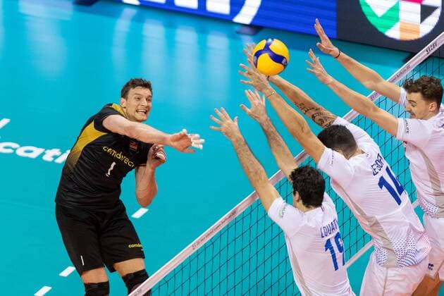 Volleyball Berlin 10 01 2020 Olympic Qualification CEV Tokyo Volleyball European Qualification Final Final Germany GER France FRA FROMM Christian Germany, No 01 PATRY Jean LE GOFF Nicolas LOUATI Yacine