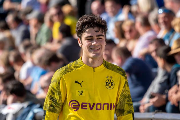 Football test matches, BVB Winter Training Camp 2020, Borussia Dortmund Feyenoord Rotterdam on 11 01 2020 at the Marbella Football Center in Marbella Spain Dortmunds Giovanni Reyna laughs DFL regulations prohibit any use of photographs as image sequences and or quasi video Copyright: xKirchner-Mediax