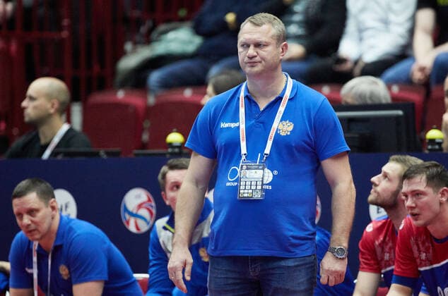 MALMO 20200111 Russia s head coach Eduard Koksharov during the Men s EHF EURO 2020 Handball group E match preliminary round between Hungary and Russia in Malmo Arena Saturday Jan. 11, 2020. Photo Andreas Hillergren TT kod 10600 Malmo Sweden x10600x *** MALMO 20200111 Russia s head coach Eduard Koksharov during the Men s EHF EURO 2020 Handball group E match preliminary round between Hungary and Russia in Malmo Arena Saturday Jan 11, 2020 Photo Andreas Hillergren TT kod 10600 Malmo Sweden x10600x,  Copyright: xAndreasxHillergren TTx HANDBALL HUNGARY-RUSSIA
