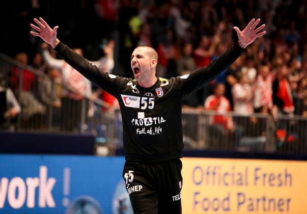 HANDBALL - EHF EURO 2020, CRO vs BLR GRAZ,AUSTRIA,11.JAN.20 - HANDBALL - EHF European Men s Handball Championship 2020, group stage, Croatia vs Belarus. Image shows the rejoicing of Marin Sego (CRO). GEPAxpictures xWolfgangxGrebien