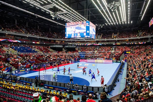200111 General view of Malmö Arena ahead of the European Championship Handball Championship match between Denmark and Iceland on January 11, 2020 in Malmö Photo Ludvig Thunman BILDBYRAN code LT 35701 bbeng ehf euro 2020 em 2020 european mens handball championship 2020 handball handball handballs em 2020 handball handball em 2020 denmark iceland iceland arena interior interior view,  Copyright: LUDVIGxTHUNMAN BB200111LT001