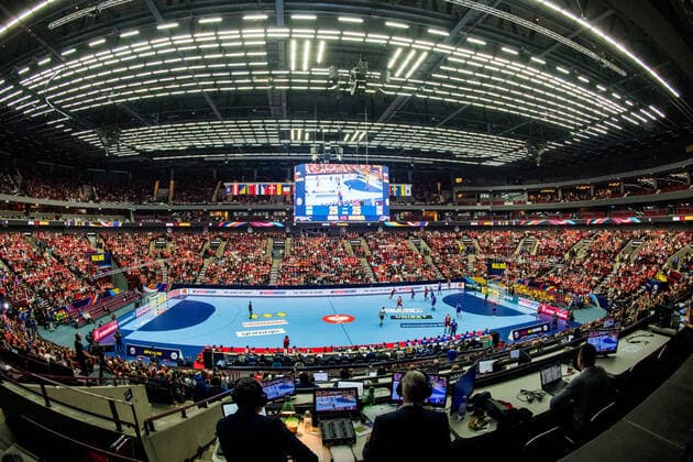 200111 General view of Malmö Arena ahead of the European Championship Handball Championship match between Denmark and Iceland on January 11, 2020 in Malmö Photo Ludvig Thunman BILDBYRAN code LT 35701 bbeng ehf euro 2020 em 2020 european mens handball championship 2020 handball handball handballs em 2020 handball handball em 2020 denmark iceland iceland arena interior interior view,  Copyright: LUDVIGxTHUNMAN BB200111LT007