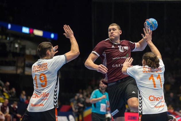 Handball EM, Lettland - Niederlande KRISTOPANS Dainis (Lettonie - Latvia) HANDBALL : Championnat d Europe 2020 : Lettonie vs Pays-Bas - 11 01 2020 THEOPHILELaurent Panoramic 