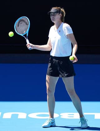 TENNIS AUSTRALIAN OPEN PREVIEW, Maria Sharapova of Russia plays a shot at a practice session during the one week to go preview of the Australian Open 2020 at Melbourne Park in Melbourne, Sunday, January 12, 2020. ( NO ARCHIVING, EDITORIAL USE ONLY, NO USE IN BOOKS WITHOUT CONSENT MELBOURNE VIC AUSTRALIA  Copyright: xSCOTTxBARBOURx 20200112001441683505
