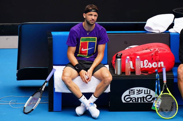 TENNIS AUSTRALIAN OPEN PREVIEW, Grigor Dimitrov of Bulgaria looks on at a practice session during the one week to go preview of the Australian Open 2020 at Melbourne Park in Melbourne, Sunday, January 12, 2020. ( NO ARCHIVING, EDITORIAL USE ONLY, NO USE IN BOOKS WITHOUT CONSENT MELBOURNE VIC AUSTRALIA  Copyright: xSCOTTxBARBOURx 20200112001441697100