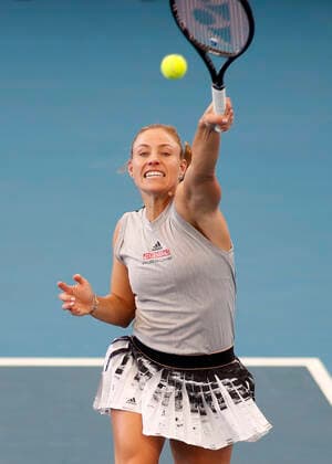 ADELAIDE INTERNATIONAL DAY 1, Angelique Kerber of Germany plays a shot against Simona Halep of Romania and Juan Sebastian Cabal of Colombia during the Adelaide International Rally for Resilience exhibition game on day 1 of the Adelaide International tennis tournament atMemorial Drive Tennis Centre inAdelaide, Sunday, January 12, 2020. ( NO ARCHIVING, EDITORIAL USE ONLY, NO USE IN BOOKS WITHOUT CONSENT ADELAIDE SA AUSTRALIA  Copyright: xKELLYxBARNESx 20200112001441700725